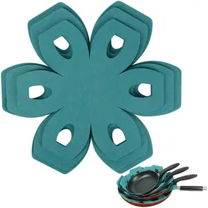 Pot Pan Protectors, Set of 6 & 3 Different Sizes, Felt Pot Protectors for Stacking, Cyan Pan Separators Protectors for Stacking and Protecting Your Cookware Ceramic Coasters