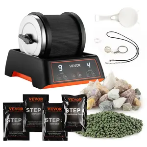 【Father's Day】VEVOR Rock Tumbler Kit,  , 2 lbs Rock Polishing Kit, 4 Speed Settings 9-Day Polishing Timer Stone Polishing Kit, Rock Polisher with Rough Gemstones and Polishing Grits, Rock Polisher for Adults Kids
