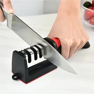 Knife Sharpener, Non-slip Stainless Steel Manual Knife Sharpener, Professional Kitchen Sharpening Tool