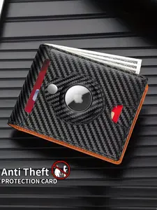 Geruola Apple Airtag Men's Ultra-Thin Wallet, RFID Blocking, Three-Fold Design, Front Pocket, Minimalist Card Holder, Carbon Fiber Material, RFID Blocking Wallets, Trifold Wallets