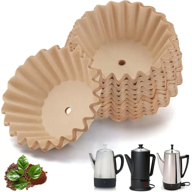 Percolator Coffee Filters Compatible with Presto Coffee Percolator Electric, 200 Pcs Perforated Wavy Design Filter Paper for Presto 12 Cup Moss & Stone 10 Cup