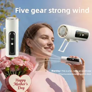 Mother's Day gift Mini Cooling Plate 5-Speed Portable Fan with High-Performance Turbo Airflow, LED Display, Clip-On Waist Clip, Flashlight, Type-C Rechargeable – Perfect for Outdoor Travel/Gift for girls, gift for mothers