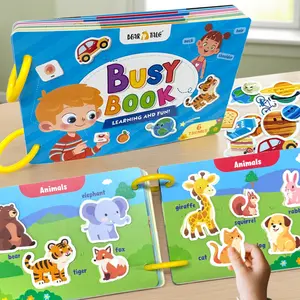 6-in-1 Interactive Activity Book for Toddlers—A hardcover early learning book and preschool educational tool, Teaching Supplies, covering topics such as the human body, animals, food, and emotions, Stickers