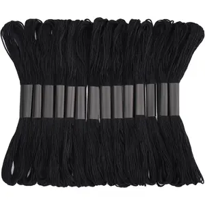 14 Skeins Black Embroidery Floss Thread Friendship Bracelet String Cross Stitch for DIY Making