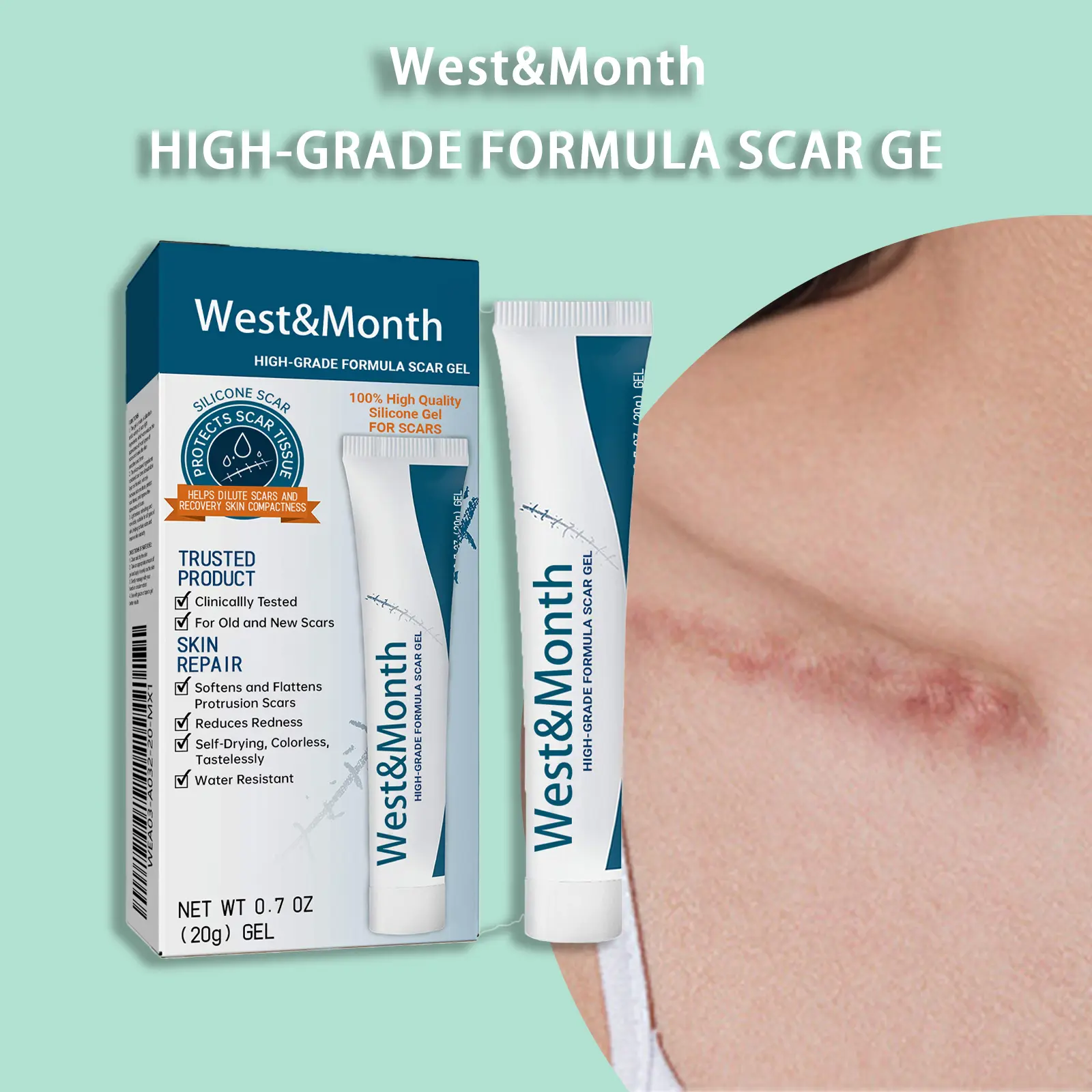 Scar Gel For Surgery, Acne, Burn & C-Section Scars | Advanced Silicone Scar Gel Hydrating Moisturizing Skin | Smooth, Fade & Repair Keloid And Stretch Marks Healthcare For both men and women