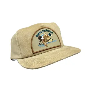 Vintage Duck Unlimited Corduroy Snapback Cap – Retro Hunting Duck Hat Adjustable for Men Women