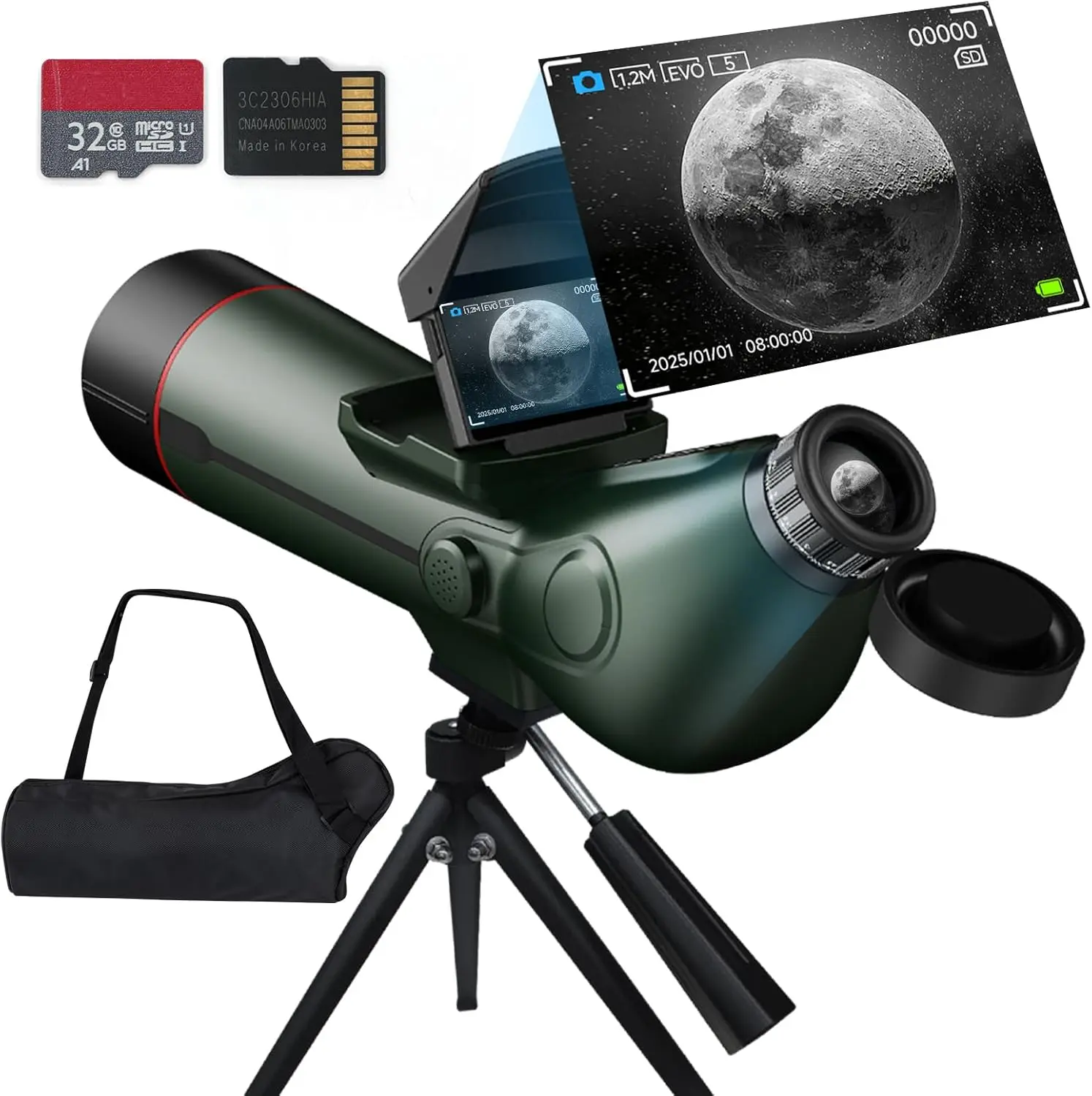 Professional Refractor Smart Telescope - Auto-Focus Portable Digital Electronic Telescope with 4K Astrophotography Camera, Internal & External Dual Screens Spotter for Astronomy Enthusiasts (Adults)