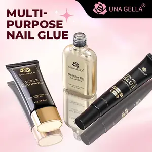 UNA GELLA Newly Upgraded Nourishing Nail Care Set - 15g Quick-Drying Semi-Solid Glue, 20ml Remover, No UV Lamp Needed, Super Strong Adhesive for Press-On, Acrylic & Soft Gel Tips, Selfcare Salon & Home DIY Supplies Nail Products Peeling