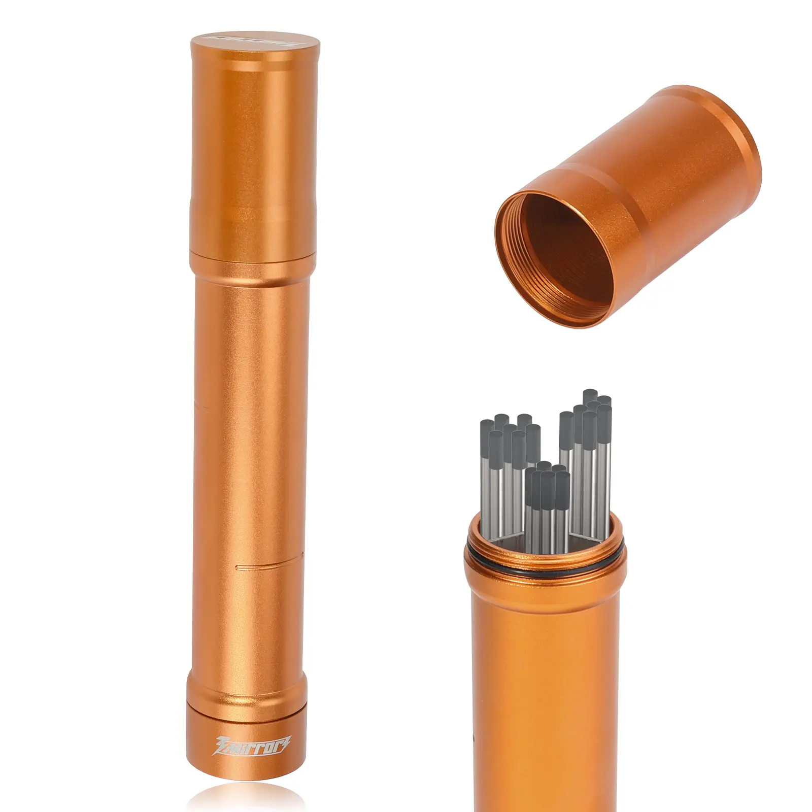 3mirrors Tungsten Holder-Orange Storage Tube for TIG Tungsten Electrode with 3 Section Divider & Magnetic Base,Protective Fit that Prevents Oxidation and Damage.