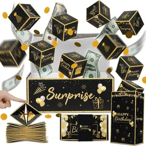 Birthday Surprise Explosion Box, 20 Jumping Boxes + Gift Bag, Creative DIY Foldable Launcher, Unisex Cash Gift