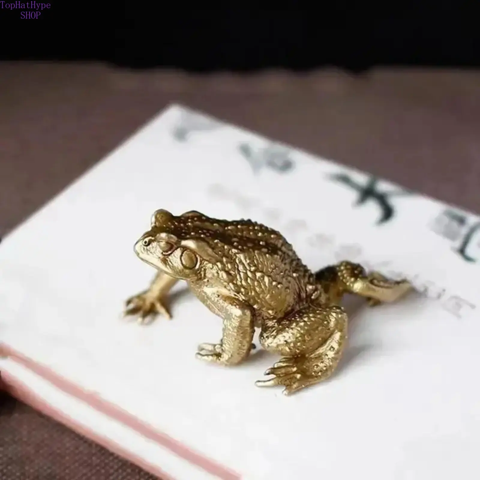 Feng Shui Brass Money Frog Statue - Lucky Wealth-Attraction Prosperity Accent, Elegant Craft Desk Ornament, Feng Shui Energy Lucky Home Touch, Metal Figurine for Home Office Decoration
