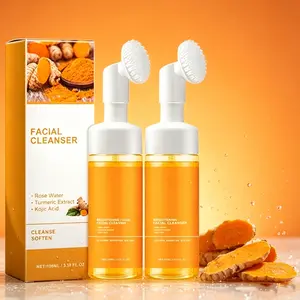 TURMERIC&KOJIC 100ml Turmeric + Kojic Acid Foaming Facial CleanserSilicone Brush Cleansing Skincare was Mousse cleaning summervibes