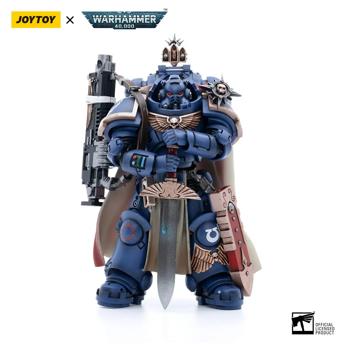 Joytoy 1/18 Ultramarines Captain Action Figure JT3556 - Articulated Collectible Figurine, Humanoid Action Figure Set for Collectors, Equipped with Master-Crafted Heavy Bolt Rifle