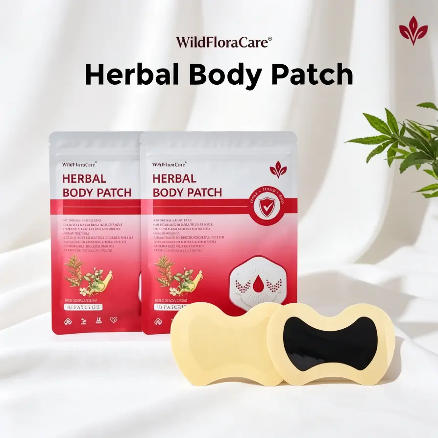 WildFloraCare Traditional Herbal Patch - 10-Day Daily Supply, Natural Asian Ginseng Pure Botanical Blend, Deep Soothing Foot & Navel Stickers for Overnight Health & Wellness Solution, Resealable