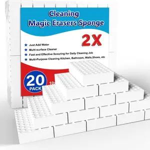 Magic Sponge Erasers, 20 Pack 2X Density Extra Thick Melamine Sponge Foam Pads, Multi-Functional Household Cleaning Sponge Cleaner for Kitchen, Bathroom, Bathtub, Sink, Wall Cleaner