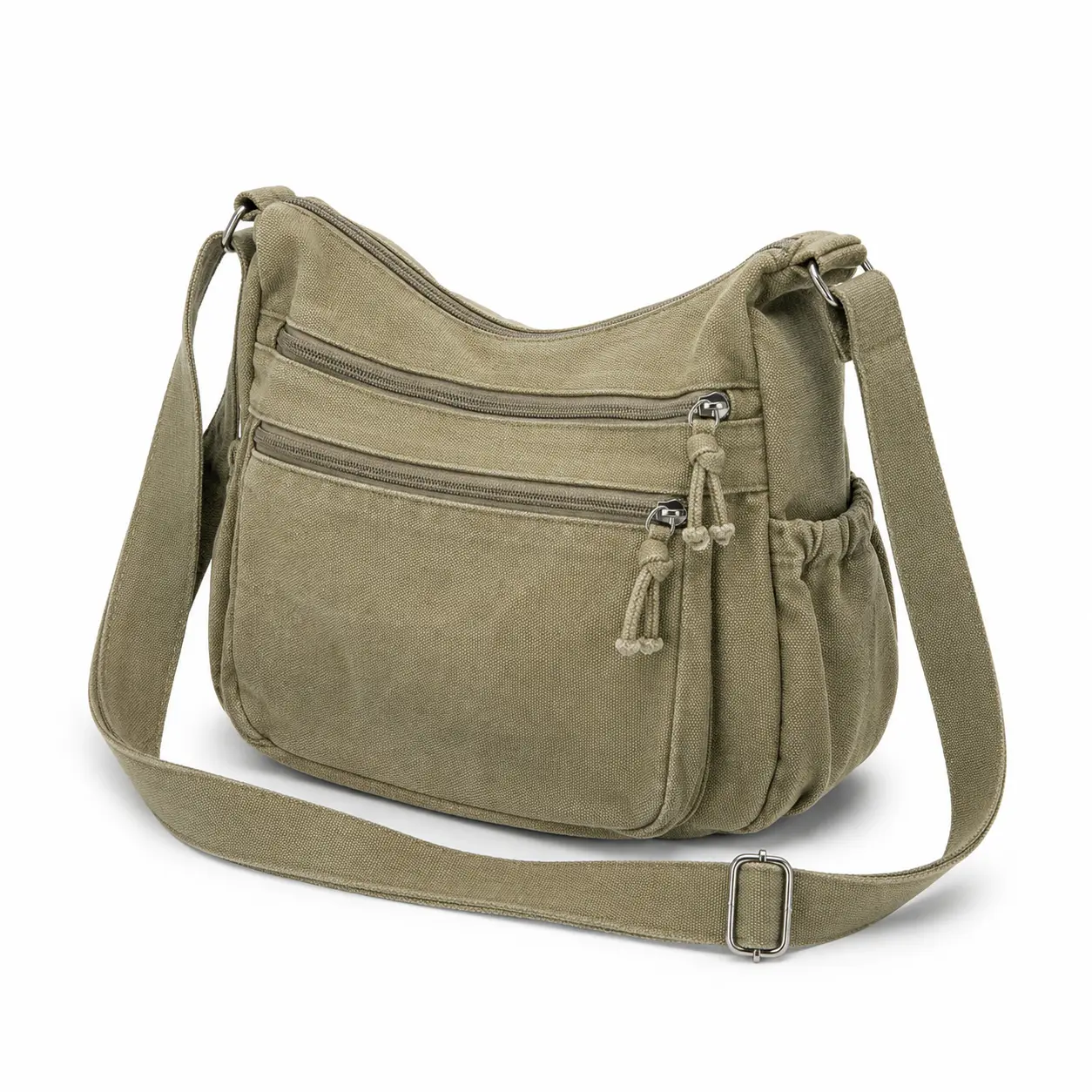 Women's Washed Canvas Crossbody Tote Bag - Vintage Multi-Pocket Shoulder Purse, Adjustable Wide Strap, Large Capacity Everyday Commuter Bag, Crossbody Bags For Women, Everyday Bag tiktokshopbacktoschool,back to school,back to school haul