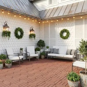 44 Pack Interlocking Deck Tiles, 12"x12" Patio Pavers, Heavy Duty Plastic Outdoor Flooring with Drainage, Waterproof Non-Slip Snap-Together Tiles for Balcony, Poolside, Garage