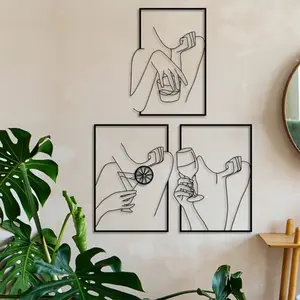 3-Piece Set: Lady's Beverage Metal Wall Art Collection Home Bar Metal Art | Laser-Cut Metal Signs | Creative Wall Decor Unique Modern Home Decor | Metal Wall Hangings | Decorative Gift Ideas.Wall Sculptures