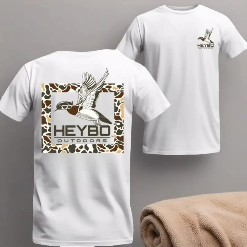 Men’s 100% Cotton Crew Neck Short-Sleeve Graphic T-Shirt - Relaxed Fit Camo Duck Hunting Outdoor Casual Sportswear, Gifts for Him