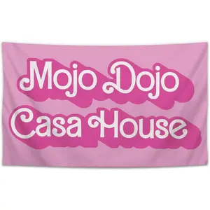 Mojo Dojo Casa House Tapestry 60X40In Funny Flags For Room Teen Girls Meme Lightweight Flag For College Dorm Room Decor Decorative Wall Handing Pink Tapestry For Bedroom Living Room Decorations