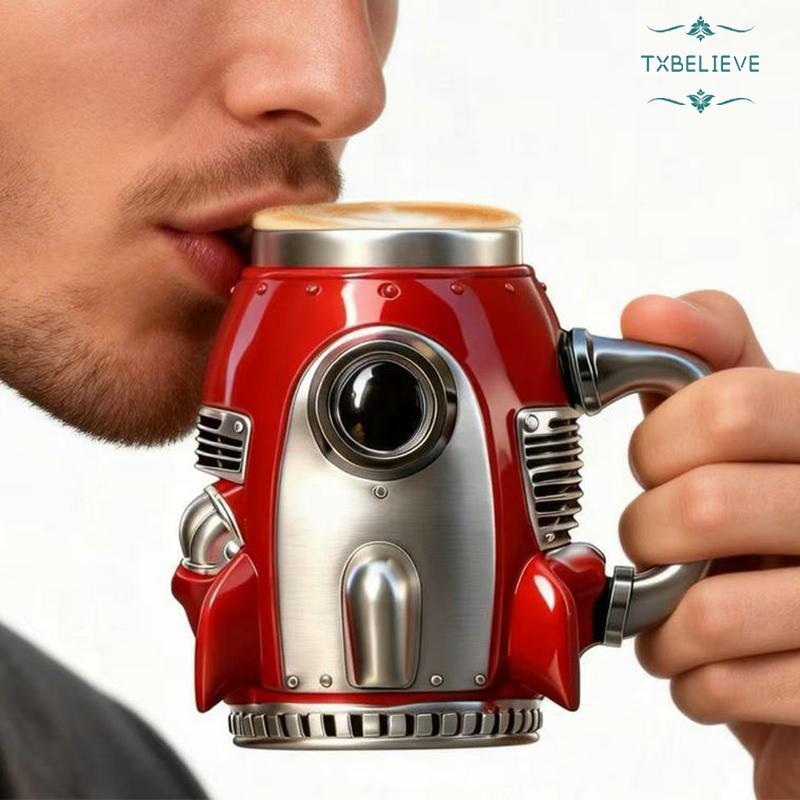 3D Retro Stainless Steel Rocket Coffee Mug, Tea Cup, Milk Cup, Water Mug – The best gift for mechanics, dads, husbands, and rocket enthusiasts