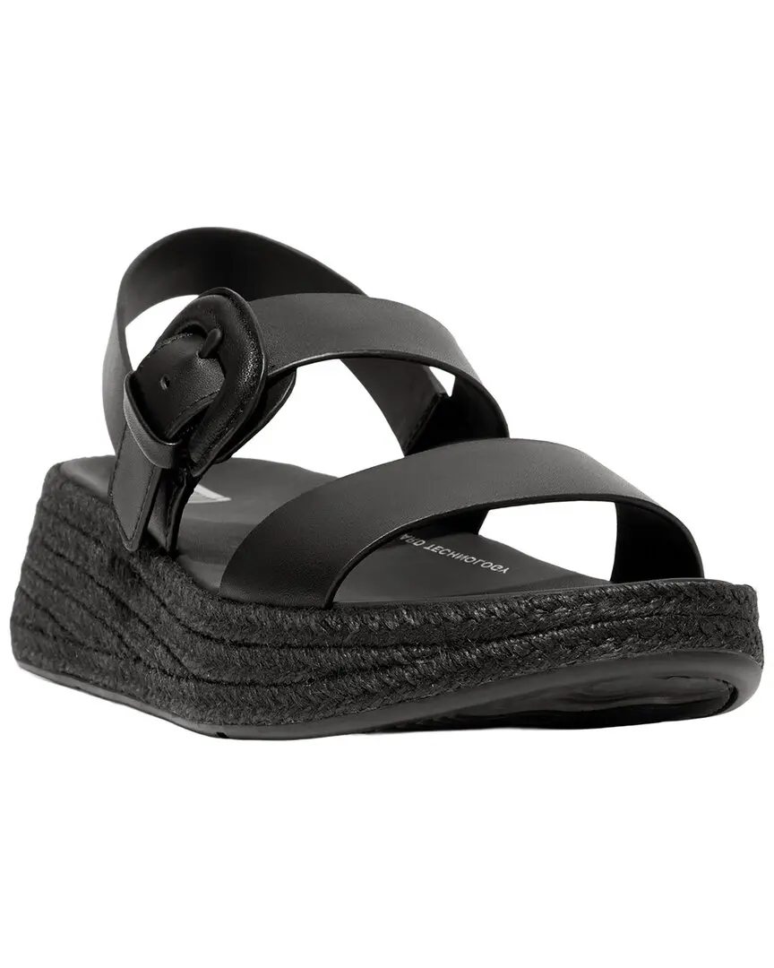 FitFlop F-Mode Espadrille Buckle Leather Flatform Sandal