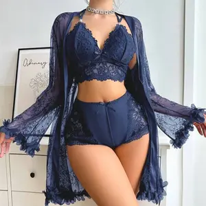 2 pcs Lingerie For Women Womens Lace Bodysuit Sexy Nighty Mesh Sleepwear V Neck Chemise Nightgowns