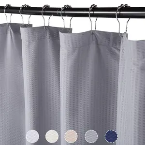 GARVEE Gray Shower Curtain – Waterproof Shower Curtain with Textured Waffle Weave – Washable Bathroom Shower Curtain – 183 x 183 cm (W x H) – Gray – 1 Panel