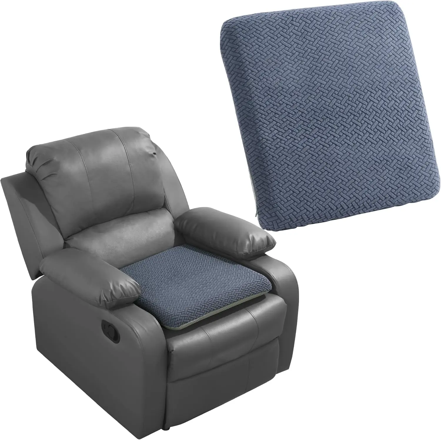 Hombys Health Tufted Plush Recliner Seat Cushion, 3" Thick Foam Chair Cushion with Non-Slip Bottom & Washable Cover, Grey