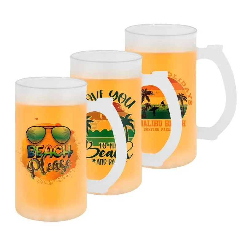 Classic 24-Pack Sublimation Glass Beer Mugs with Handles, 16oz (500-1000ml) Reusable Frosted/Clear Heat Press Print Mug Sets for Kitchen Use