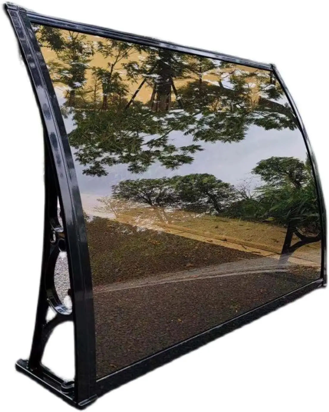 40x40 in Polycarbonate Window-Door Awning, Spliced All-Weather Outdoor Patio Canopy, Brown with Black Brackets, Waterproof Durable Home Supplies for Shade & Protection