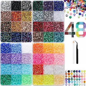 48000PCS Flatback Rhinestones Kit, 48-Colors AB Gems for Crafts, Scrapbooking, Tumbler Decorating, Jewelry Making & DIY Projects