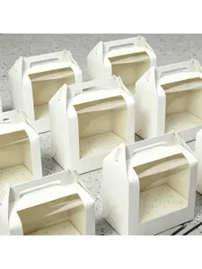 20/15/10/5/1pcs Handheld Clear Window Lollipop Gift Boxes, White Paper Visible Display Boxes for Handmade Sweets.needoh.paper plates
