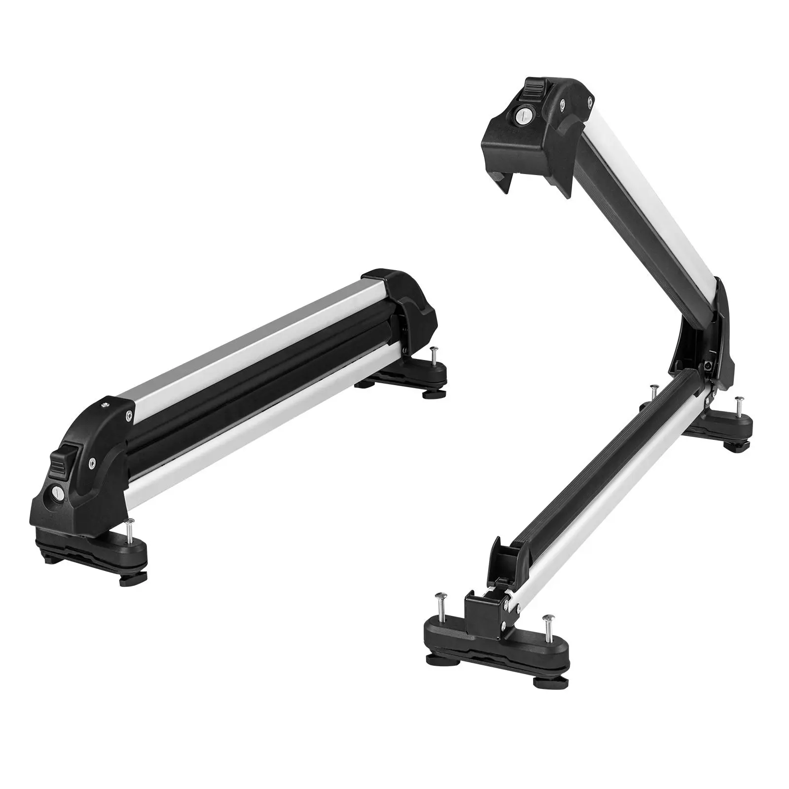 【summerfinds】VEVOR Ski and Snowboard Roof Rack, 31.7-Inch Universal Ski Rack for Car Roof Fit Most Crossbars, Carry up to 6 Pairs of Skis or 4 Snowboards, Aluminum Snowboard Ski Rack with Lock & Rubber Padding