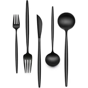 60- 12 Setting Black Silverware, -Grade Stainless Steel Flatware Cutlery Set for , Office, Restaurant, Hotel