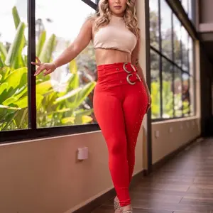 Leggins 2 hebillas brill lados rojo