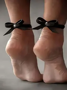 Women's Punk Style Bow Decor PU Leather Low Cut Anklets, Fashionable Jewelry for Party, Daily Clothing Decor, Trendy All-match & Exquisite Jewelry for Birthday Gift, Trendy Fashionable Accessories