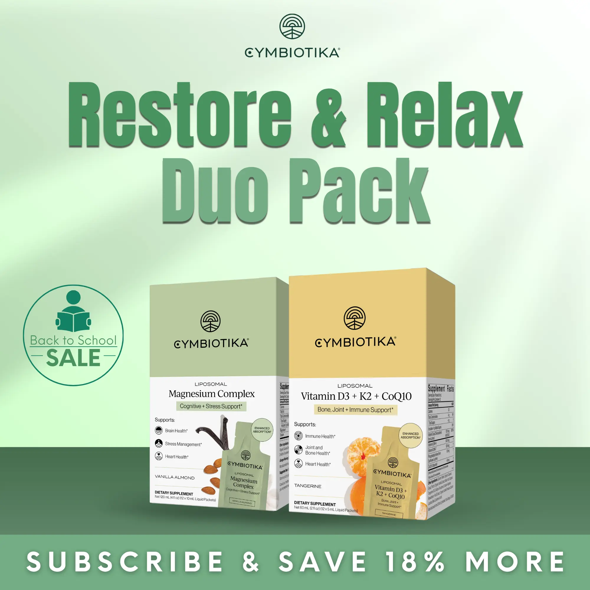Restore & Relax Duo Pack | 12*2 Packets | Liposomal Magnesium Complex + Vitamin D3+K2 | Sleep, Bone & Immune Support Bundle – 12-Pack Each