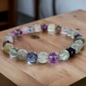 Rainbow Flourite Handmade Crystal Bracelet 8mm Beads US Style Jewelry for Daily Use Aesthetic Appeal & Spiritual Significance