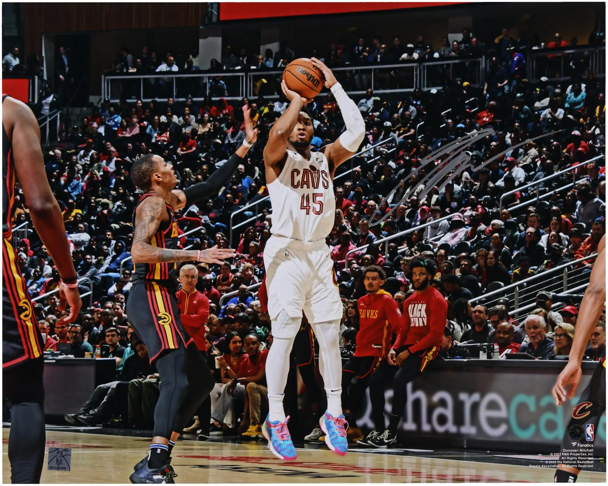 Donovan Mitchell Cleveland Cavaliers Autographed 16" x 20" Shooting in White Photograph - Fanatics Authentic Certified