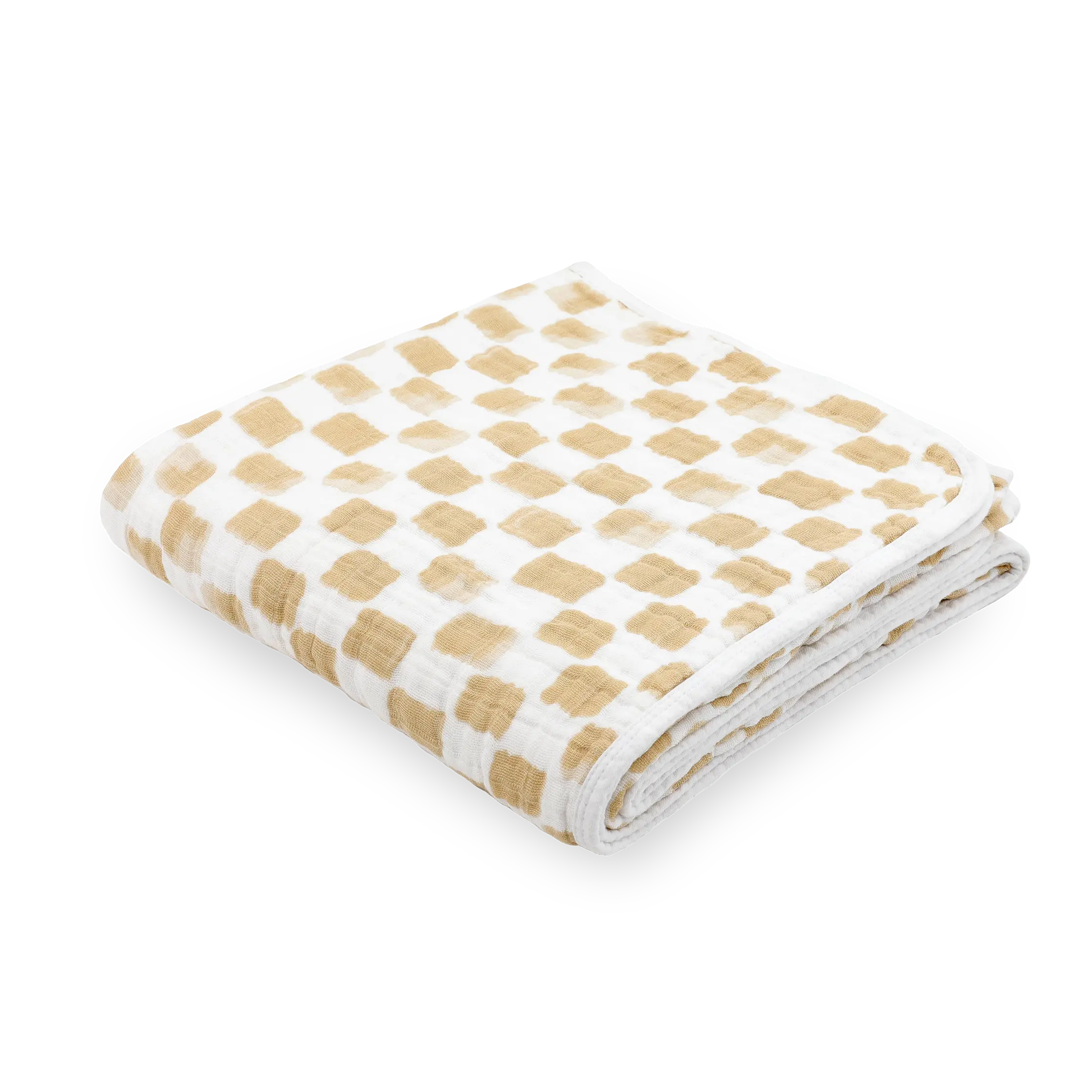Cotton Muslin 1-Piece Quilt - Adobe Checker Print, 4-Layer, Breathable, Machine Washable Quilt for Nap Time