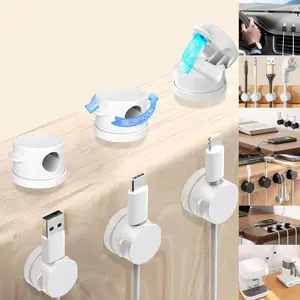6 Pack Magnetic Cable Organizer 360° Adjustable Cord Holder No-Residue Adhesive Cord Clips Cable Management for Office Home Desk Car items house multifunctional hook usb extension phone charger