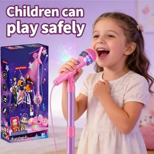 K-Pop Karaoke Machine with Microphone and LED Lights, Singing Toy Music Player, Birthday Gift for Girls and Boys, Adjustable Stand, Fun
