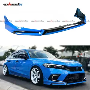 For 2022 - 2024 Honda Civic 11th Gen Sedan & Hatchback: Yofer V3 Style Glossy Black Front Bumper Lip Spoiler Kit - Not for Type - R Models Car Accessories Automotive Fitment
