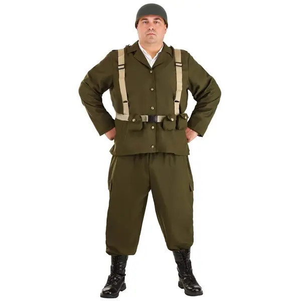 Men's Plus Size Deluxe WW2 Soldier Costume