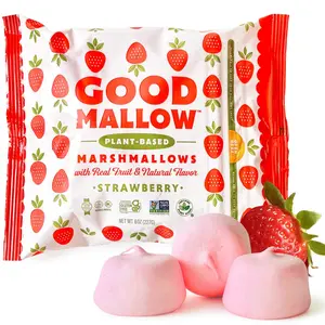GoodMallow Vegan Marshmallows 8oz Pink Strawberry Flavor Large Size Gluten Free Dairy Free Gelatin Free Kosher Snack for Hot Chocolate Smores Baking No Artificial Ingredients