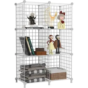 6 Cube Storage Wire Closet Organizers DIY Stackable Storage Shelves Bookcase Cabinet for Home Office, White