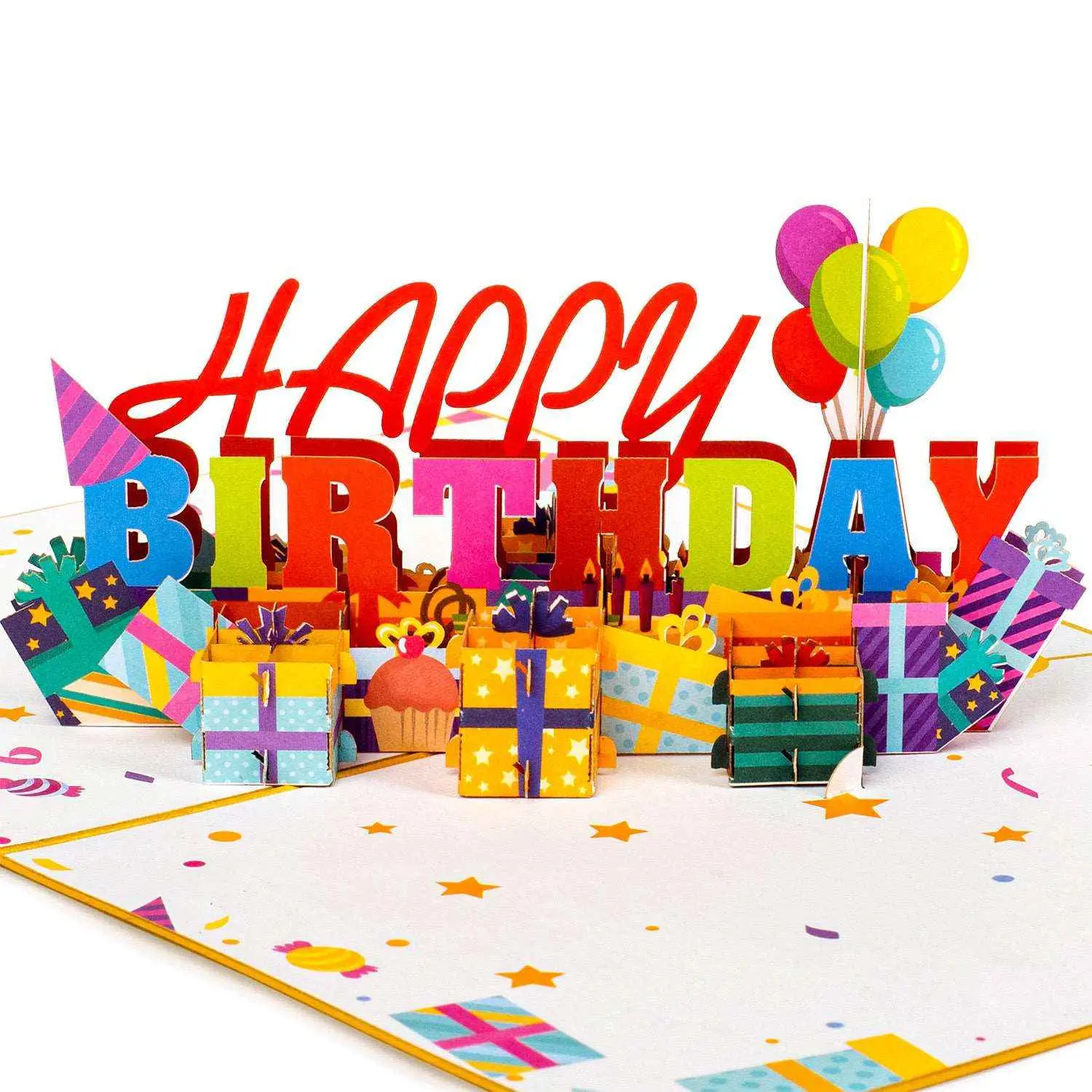 Paper Love Colorful Birthday Pop Up Cards – 3D Birthday Greeting Card with Different Designs, Handcrafted Laser Cut Card, Premium Keepsake Gift for Friends & Family