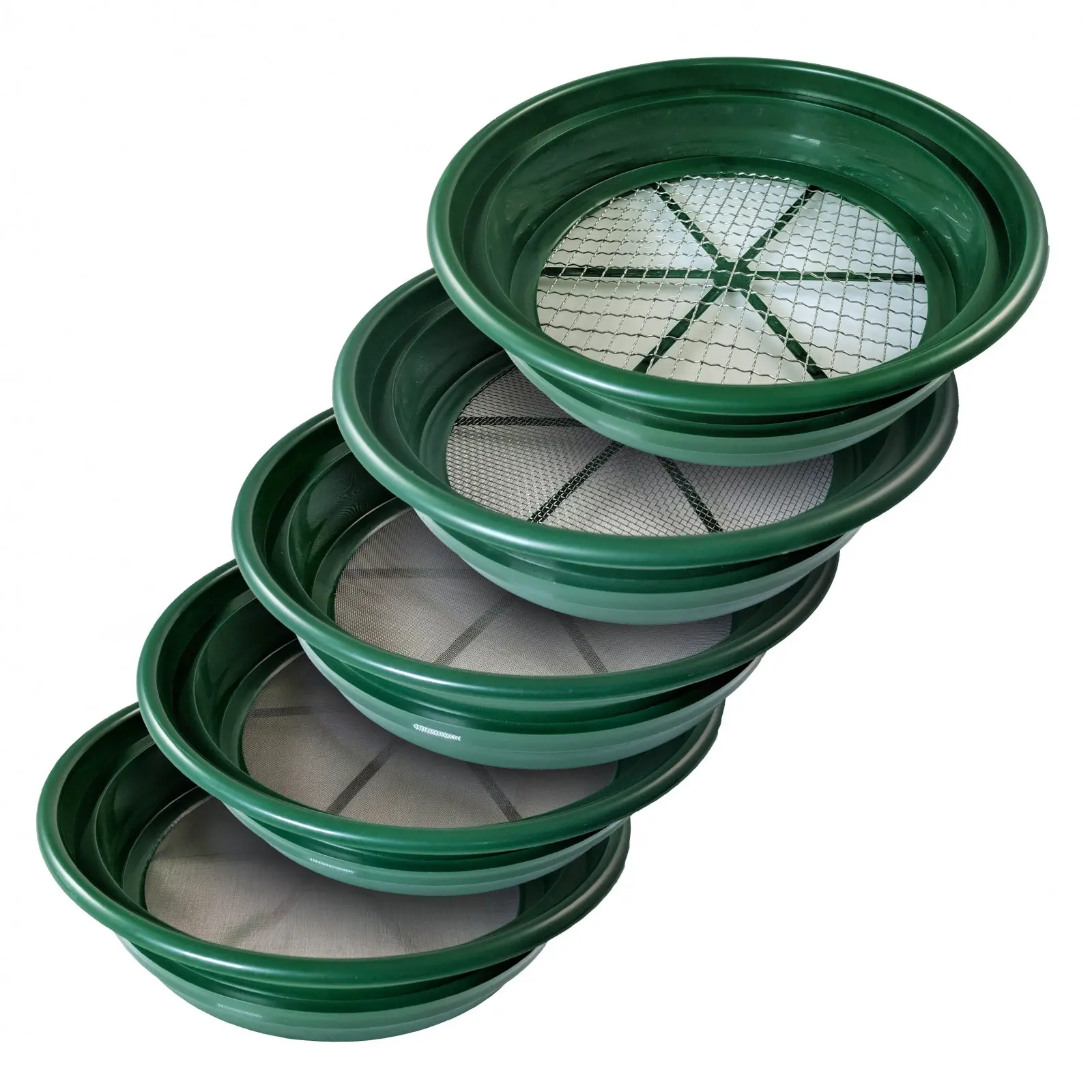 Stackable 5 Gal Bucket Classifier Screens, Stainless-Plastic Mesh Sifting Sieves with Multiple Sizes for Garden & Metal Detector Equipment Filtration Kitchen Steel