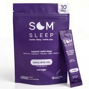 Som Sleep Powder Drink Mix for Restful Nights 10-Pack Zero Sugar with Magnesium Vitamin B6 L-Theanine GABA Melatonin Supplement